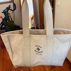 Tory Burch Cream Canvas Tote